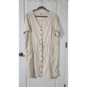 OLD NAVY Womens Waist-Defined Short-Sleeve Utility Jean Mini Dress Size XXL Tall